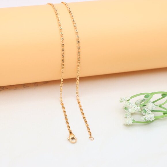 Elegant Rose Gold Plated Chain Necklace with Classic Pattern, XPNL0391 - Picture 10 of 11